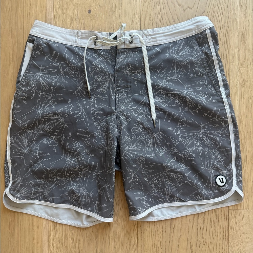 Vuori Gray Botanical Hybrid Swim Shorts
